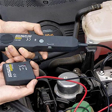 EM415 Detector for Car Electrical Troubleshooting at Home being used to trace wires and detect short circuits in a vehicle engine bay