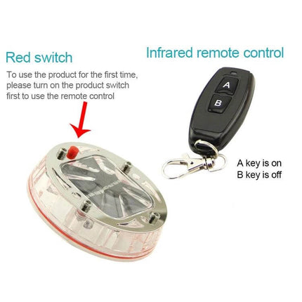 Solar LED Car Tire Decoration Lights For Night Driving 4 Pack - image of round solar LED tire light with red switch and infrared remote control