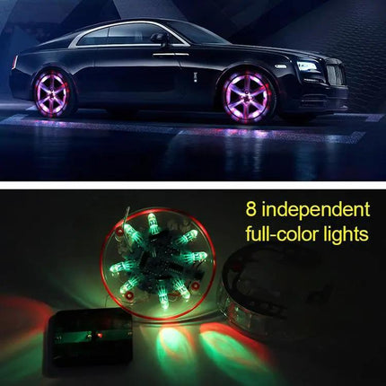 Solar LED Car Tire Decoration Lights For Night Driving 4 Pack | Syndmart
