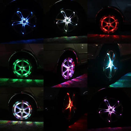 Solar LED Car Tire Decoration Lights For Night Driving 4 Pack | Syndmart