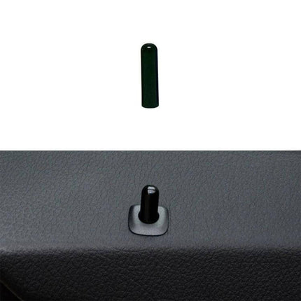 BMW Door Latch Pin Cap Covers Black Universal Fit Decor Trim — black ABS replacement cap installed on BMW 5 Series F10 door latch pin, four-door set