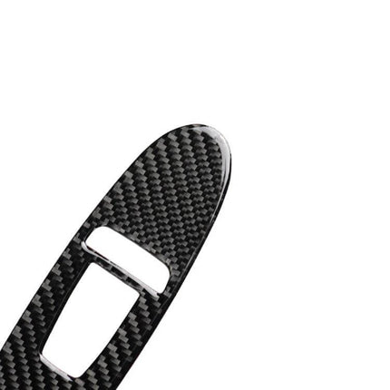 Carbon Fiber Decorative Stickers for Infiniti Q50 Window Lift Panels - close-up of black carbon fiber sticker for window lift panel