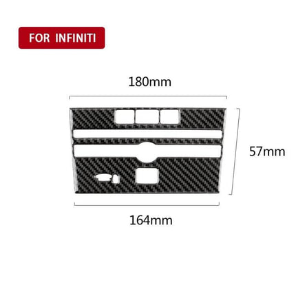 Carbon Fiber CD Console Panel Sticker for Infiniti Q50 and Q60 - black carbon fiber dashboard decal with measurements 180x57mm