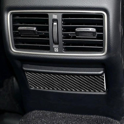 Carbon Fiber Decorative Sticker for Infiniti Q50 Q60 Rear Seat Ashtray applied beneath rear air vent for sleek interior upgrade