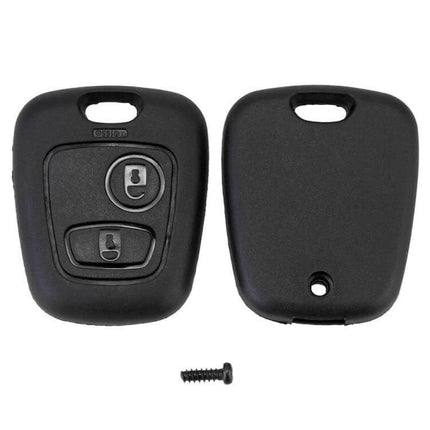 Durable Protective Case for Peugeot Citroen Car Remote Keys - black ABS shell with button cover and screw
