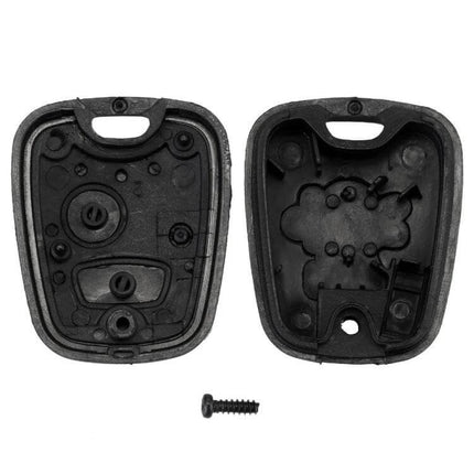 Durable Protective Case for Peugeot Citroen Car Remote Keys - black ABS replacement shell showing open front and back with screw