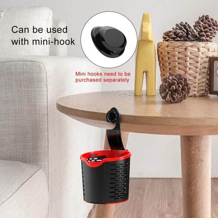 Practical Car Seat Back Hook Organizer for Storage hanging from table edge holding small items, compatible with mini-hook (hooks sold separately)
