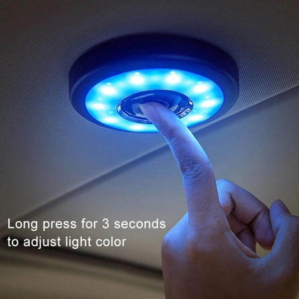 Car Round Dome Reading Light For Interior Nighttime Reading — touch-activated blue LED dome installed in car ceiling for focused reading