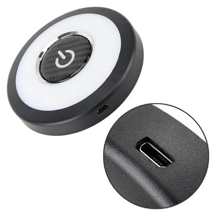 Car Round Dome Reading Light For Interior Nighttime Reading - compact USB rechargeable round dome reading light with soft white ring and touch power button