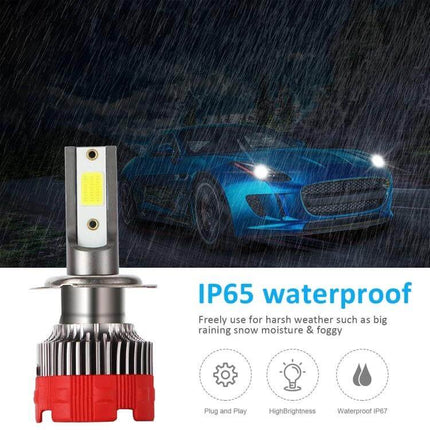 Two Pack Car LED Headlights for Everyday Driving and Safety - waterproof IP65 6000K DOB chips 360° beam easy install for night drives and commutes