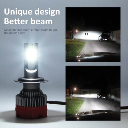 Two Pack Car LED Headlights for Everyday Driving and Safety - bright 6000K DOB LEDs showing wide 360-degree beam and easy installation