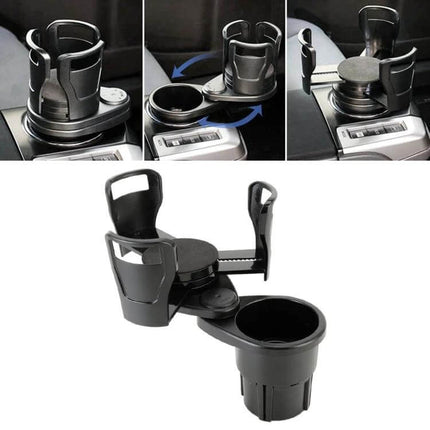 Practical Universal Black Car Cup Holder for Everyday Driving - adjustable, tool-free installation, secures coffee and bottles to prevent spills