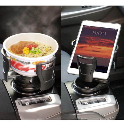Practical Universal Black Car Cup Holder for Everyday Driving securing drinks or tablet in car center console, anti-spill, easy-install
