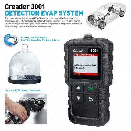 Essential Launch Tool for Home Vehicle Maintenance and Checks - compact EVAP diagnostic scanner showing leak test passed on screen