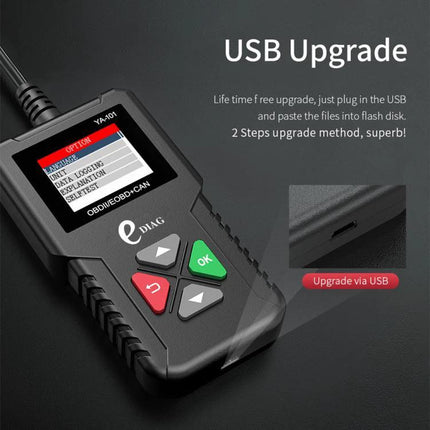 YA101 Code Reader for Everyday Vehicle Maintenance Checks USB upgrade OBD2 handheld scanner reading error codes