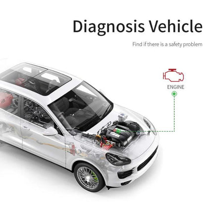 YA101 Code Reader for Everyday Vehicle Maintenance Checks plugged into OBD2 port diagnosing engine issues on a modern car