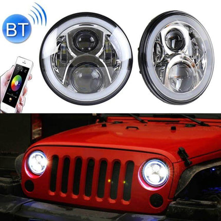 7 Inch LED Headlights For Jeep Wrangler And Harley - 50W CREE high/low beam, Bluetooth RGB halo, bright 4000 lm night/off-road lighting