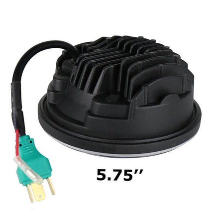 Car LED Headlight 5.75 Inch Ideal For Night Driving - 5.75" round LED headlight with cooling fins and plug for easy installation