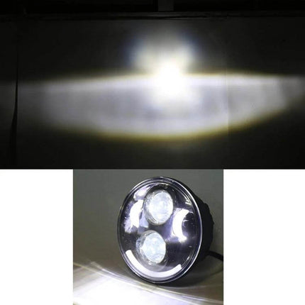 5.75 Inch Harley LED Headlight For Motorcycle Use Daily showing bright CREE LED beam pattern and diecast aluminum housing