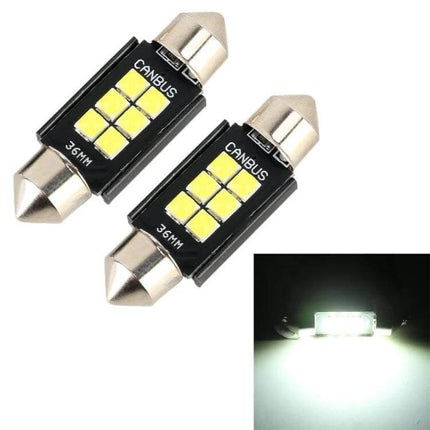 36mm Car Reading Lamp Dome Light 6000K Cool White 2-Pack - CANBUS 36mm LED dome/map light bulbs for car interior nighttime reading