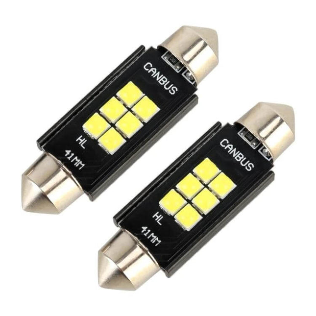 Car Reading Lamp Dome Light 41mm For In-Car Reading - pair of 41mm CANBUS LED dome reading bulbs with 6 SMD chips, low-power compact interior lights