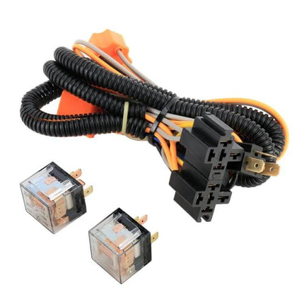 Halogen Lamp Brightening Line 70cm Cable Length For Everyday Use - black coiled extension with relay connectors and 2 relays
