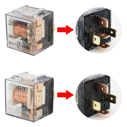 Halogen Lamp Brightening Line 70cm Cable Length For Everyday Use - clear 12V relay extension showing coil and brass terminals