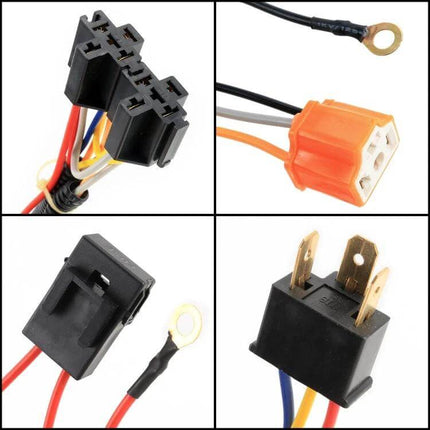 Halogen Lamp Brightening Line 70cm Cable Length For Everyday Use - 4-pack connector harness with relay, ring terminals and socket