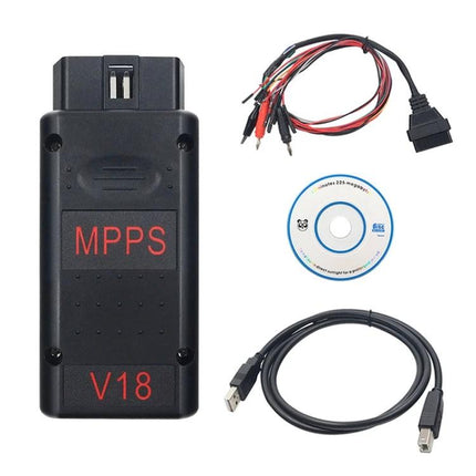 Car Diagnostic Tool for Everyday Vehicle Maintenance - MPPS V18 OBD2 scanner with cables and USB for quick ECU code checks