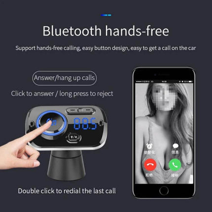 Car Bluetooth MP3 Player And FM Transmitter With Voice Assistant hands-free call control, Bluetooth audio, USB/TF playback, FM transmitter in-car device