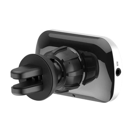 Car Bluetooth MP3 Player And FM Transmitter With Voice Assistant mounted in car vent, USB/TF/Bluetooth music and hands-free call controller