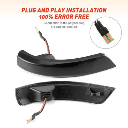 Ford LED Dynamic Turn Signal Light 2-Pack for Cars black ABS housing plug-and-play dynamic LED side indicator with wiring harness