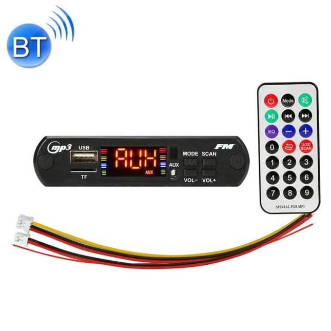 Car MP3 Player with Bluetooth and Remote for In-Car Audio Playback compact USB TF FM module with remote and wiring harness
