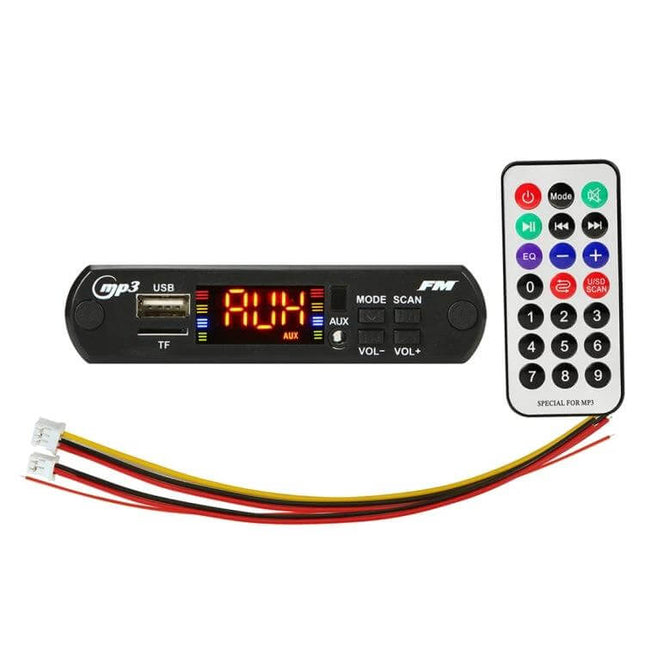 Car MP3 Player with Bluetooth and Remote for In-Car Audio Playback - compact dash unit with USB, AUX, FM and remote control