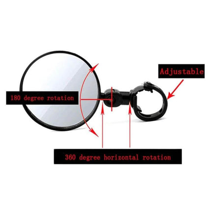 Universal Bicycle Rearview Mirror 360 Degree Rotating - lightweight scratch-resistant lens, adjustable clamp and 360-degree horizontal rotation for safer rides