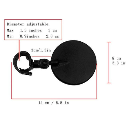 Universal Bicycle Rearview Mirror 360 Degree Rotating - adjustable handlebar mount, 14 cm length, 8 cm mirror, lightweight scratch-resistant lens