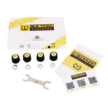 Reliable Tire Pressure Monitoring for Daily Vehicle Safety Checks – Bluetooth TPMS valve cap kit with app, sensors, wrench and instructions