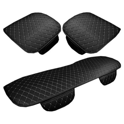Universal Anti-Slip Car Rear Seat Cushion for 5-Seater Vehicles in black quilted non-slip material to secure groceries, bags and pet carriers