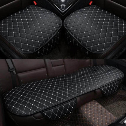 Universal Anti-Slip Car Rear Seat Cushion for 5-Seater Vehicles - quilted black non-slip rear bench pad to secure groceries, bags and pet carriers