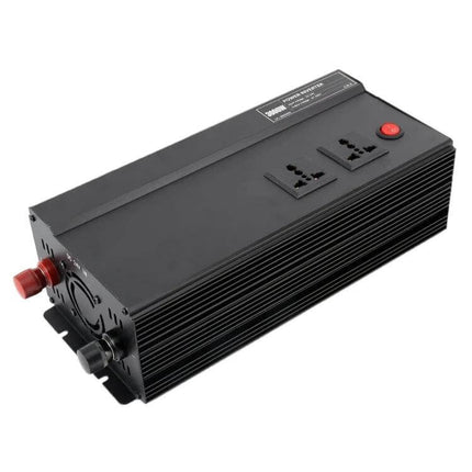 Reliable Car Power Inverter for Roadside Device Charging compact 24V to 220V black inverter with dual AC outlets and red power button