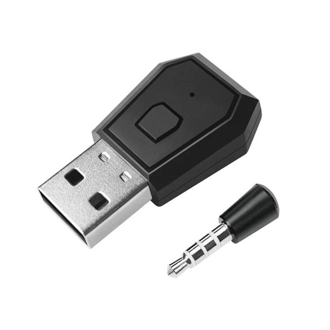 Bluetooth Adapter for Easy PS4 Gaming Chats at Home - compact USB dongle with 3.5mm audio plug for wireless PS4 headset pairing