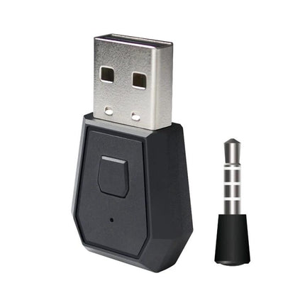 Bluetooth Adapter for Easy PS4 Gaming Chats at Home — compact USB dongle with 3.5mm audio jack for wireless headset pairing