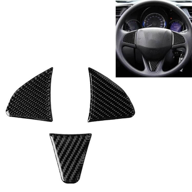Carbon Fiber Steering Wheel Decorative Sticker for Honda Fit - 3-piece lightweight carbon fiber trim set to personalize steering wheel interior
