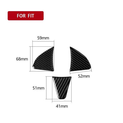 Carbon Fiber Steering Wheel Decorative Sticker for Honda Fit – carbon fiber trim pieces with dimensions (59x68mm, 52mm, 41x51mm) for Fit