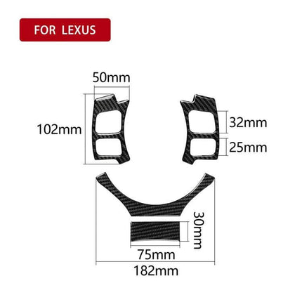 Carbon Fiber Steering Wheel Button Decor Stickers for Lexus Models - carbon fiber trim pieces with dimensions (182x102x75mm)