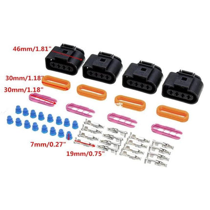 Ignition Connector Repair Kit for Everyday Vehicle Maintenance - 4-pin black connector repair kit with seals and terminals for rough idle and misfire fixes