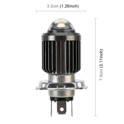 Bicolor Projector Lens Motorcycle Headlights for Everyday Riding front view LED bulb with dimensions