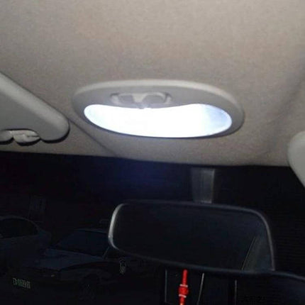 Car Reading Dome Light 12V White LED For Interior Use installed overhead emitting steady white light above rearview mirror