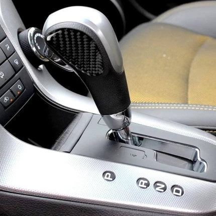 Carbon Fiber Decorative Sticker for Car Gear Shift Panel applied on automatic gear shifter for modern car interior