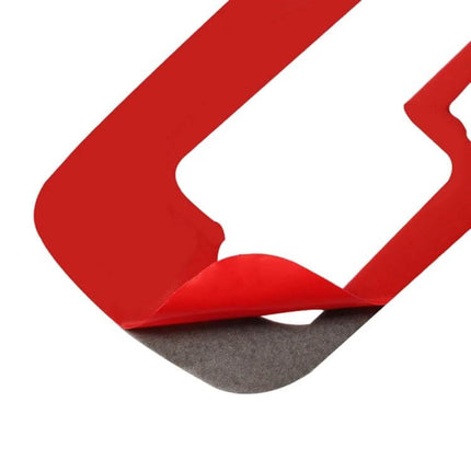 Carbon Fiber Decorative Sticker for Car Gear Shift Panel – red adhesive backing shown, peel-and-stick fit for 2009-2015 Chevrolet Cruze interior